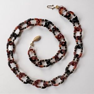 Vintage 1960s Chanel Black Brown Blown Murano Glass Necklace by Archimede Seguso